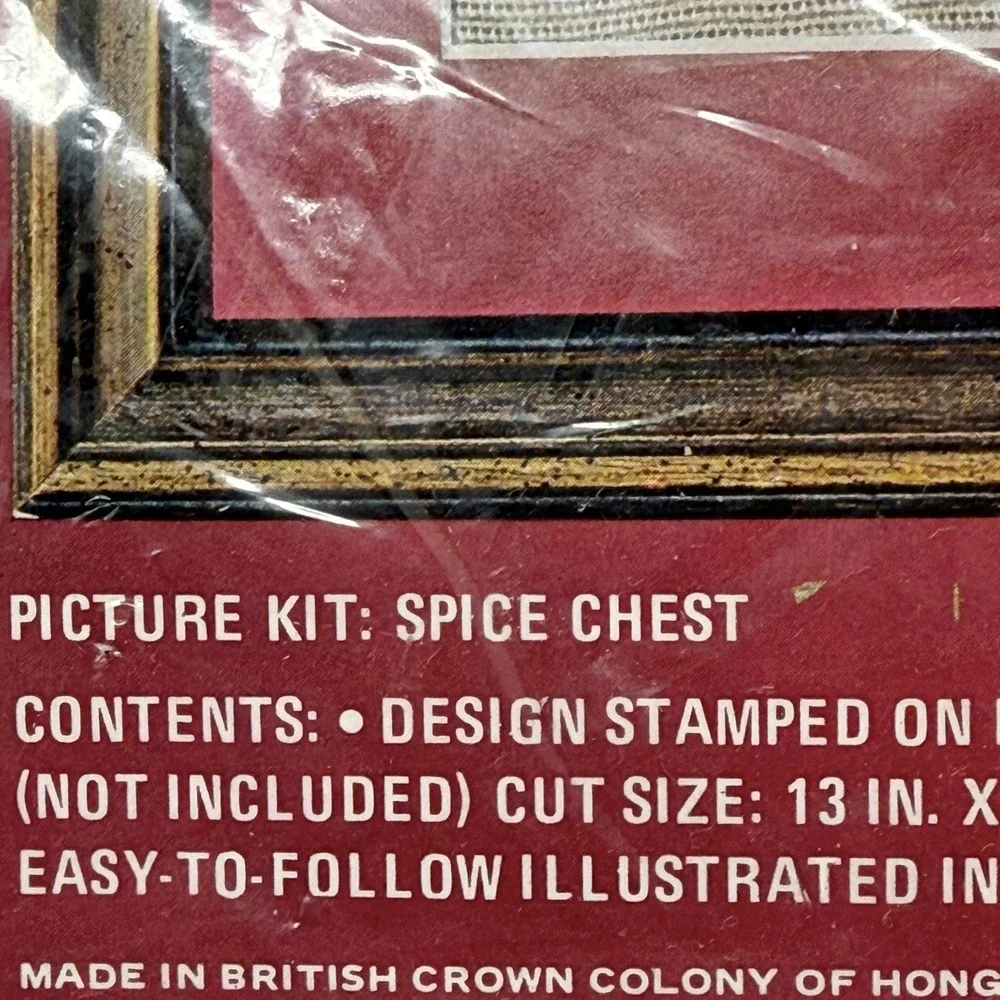 Crewel Embroidery 1975 Spice Chest 2123 Kit 13x16 Colonial‎ Country Farmhouse